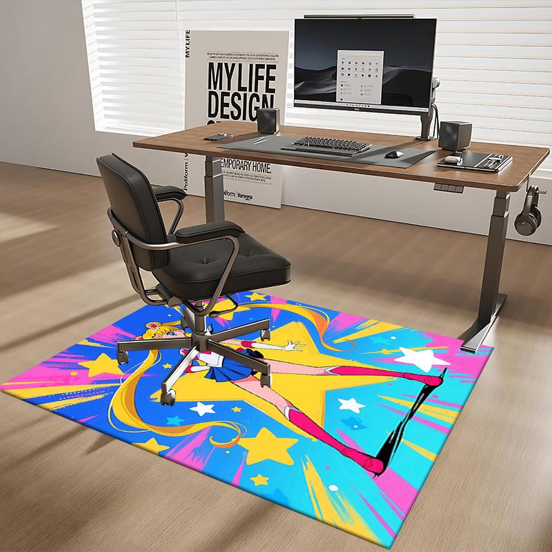 

1pc Sailor Moon Anime Cartoon Design Office Chair Mat Non-Slip Carpet for Home Decor, Suitable for Office, Living Room, Bedroom, Game Room - Perfect G 60cm by 90cm