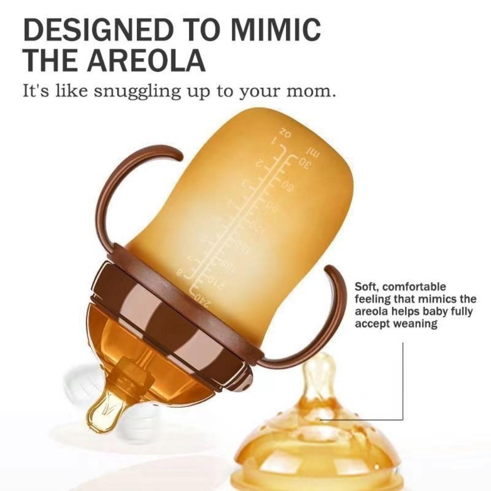 With Handle Baby Bottle Wide Caliber Silicone Bottle New Water Cup  Baby Feeding Supply