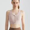 Milang Women's Front-Zip Integrated-Cup Yoga Sport Vest
