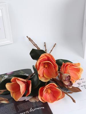 1Pc Magnolia Flowers Artificial Magnolia Real Touch Flowers for Decorations Silk Flowers for Floral Craft Arangements