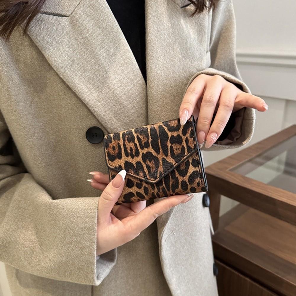 Elegant Leopard Short Wallet Korean Style Coin Purse Mini Envelope Clutch Bag  Gift