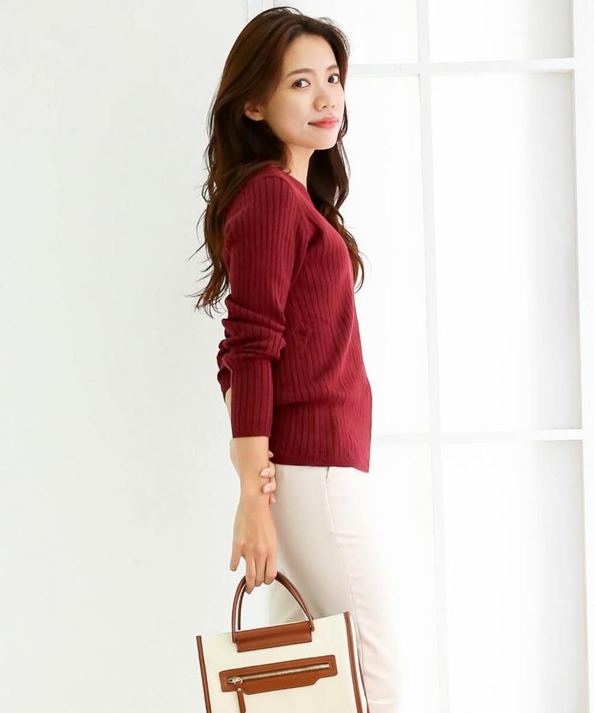 Winter Plus Rippstrick Große Größen Bordeaux wn-0114 [Jungle Jalopy] Damenpullover, Größe, Strick, V-Ausschnitt, Baumwolle, Ärmel, Leicht, Elegant, Herbst/Frühling,