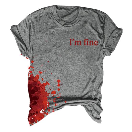 Women T-shirt Round Neck Short Sleeve Horror Halloween Print Tee Shirt Thin Stretchy Cosplay Festivals