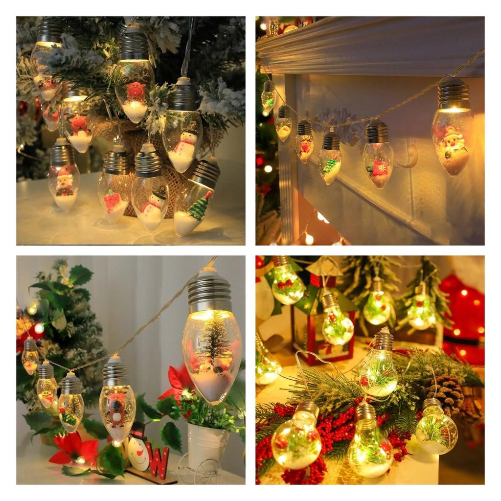 Christmas Tree Led Snow Globe Bulb String Lights For Indoor Outdoor White Warm