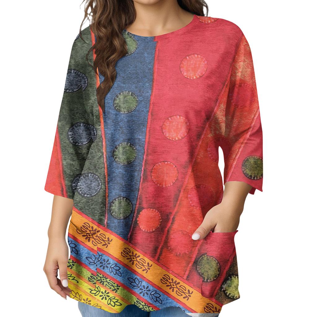 Damen Mode Übergröße Bedruckte Kurzarmbluse Für Elegantes Pendeln Und Freizeitkleidung