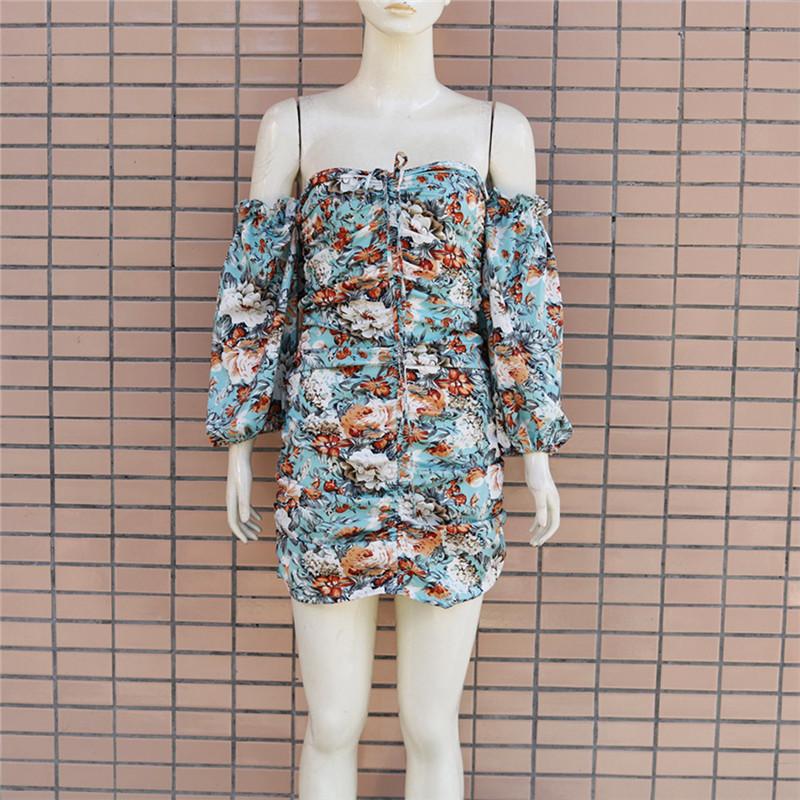 

Женское летнее платье с цветочным принтом, тонкое мини-платье с открытыми плечами, женское платье без бретелек с бантом L