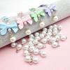 51298  500pcs/bag Round Shank Plastic ABS Pearl Button Rhinestone Pearl Pendant for DIY Keychain Jewelry Making