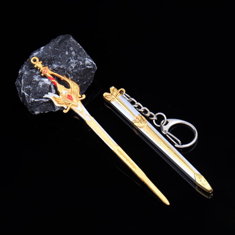 1Pcs Unopened Blade Pendant Keyring Zinc Alloy Metal  Of Famous Ancient Sword Keychain Charms Children'S Gifts