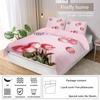 3pcs Pink Bedding Set Rose Flowers 3D Printed Cozy Soft Duvet Cover King Queen Twin Size Birthday Gift for Adult Bedroom Decor