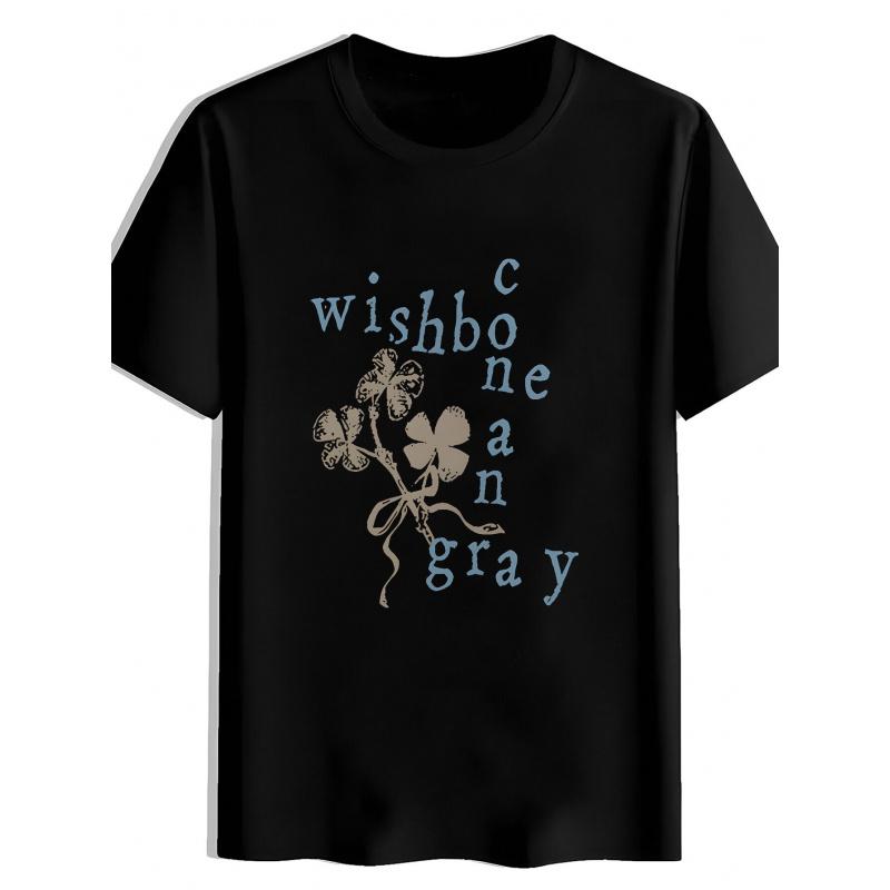Men'S Vintage Wishbone Dominic-like Four-Leaf & WISHBONE CAN Print T-Shirt - Retro Rock Band Graphic Tee, Soft Short Sleeve Round Neck Casual Shirt