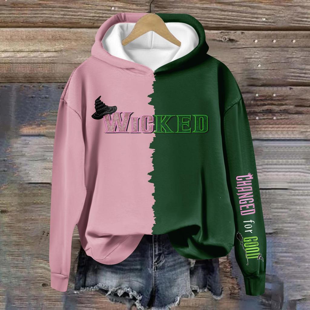 Damen Casual Mode Wein Türkei Familie Thanksgiving Print Langarm Rundhals Pullover Kapuzenpullover