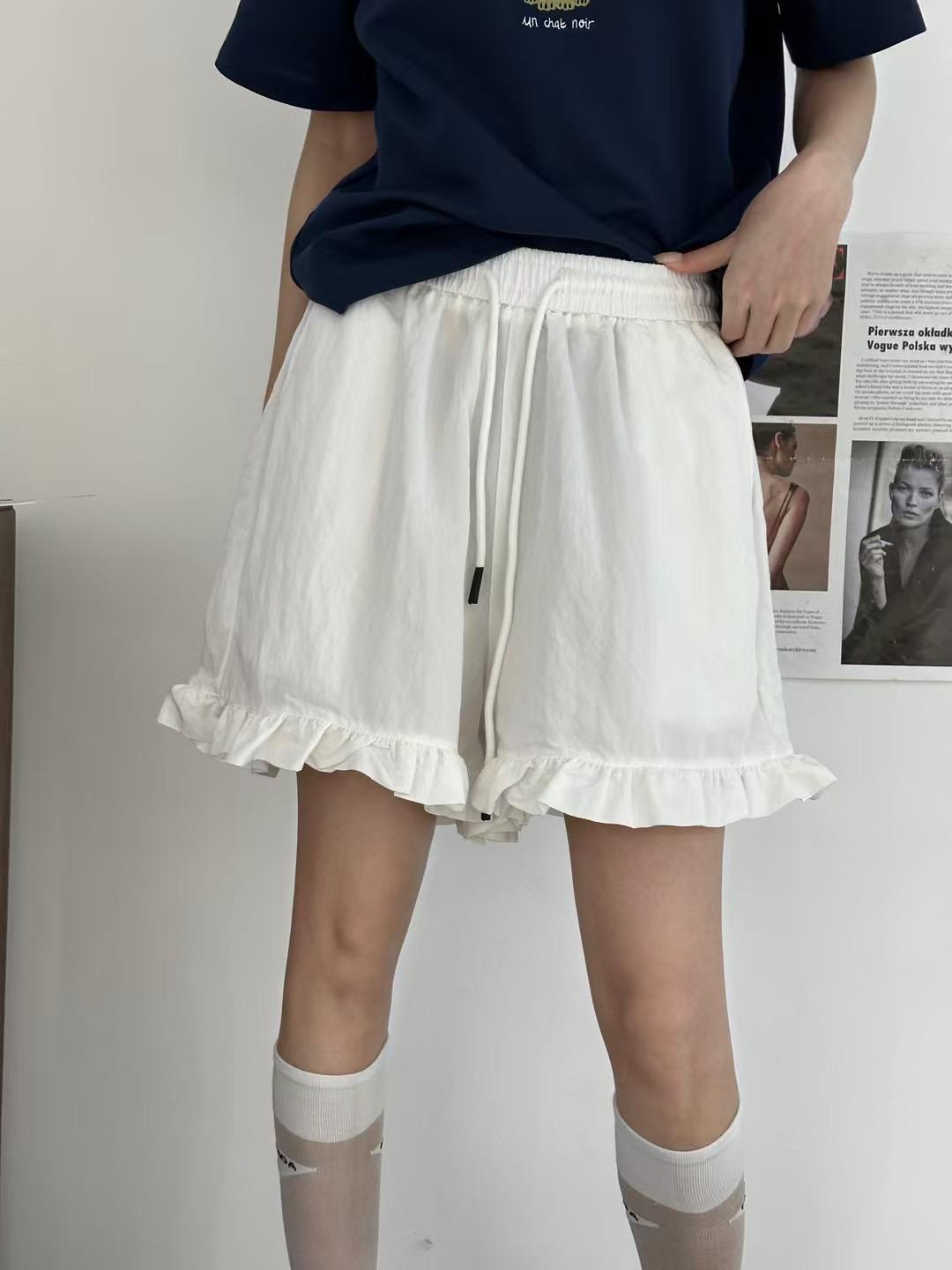 

Becabeau Женские летние шорты с высокой талией в корейском стиле, кружевные, больших размеров Medium белый