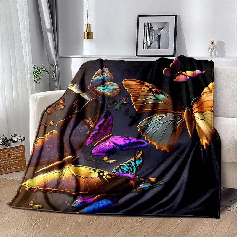 HD Fantasy Butterfly Flower Cartoon Blanket,Soft Throw Blanket for Home Bedroom Bed Sofa Picnic Travel Office Cover Blanket Kids