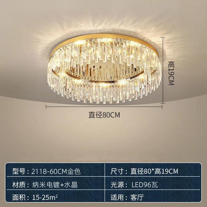 Round Light Luxury Crystal Ceiling Lamp Modern Minimalist Living Room Decoration Bedroom Whole House Indoor Lighting For Home