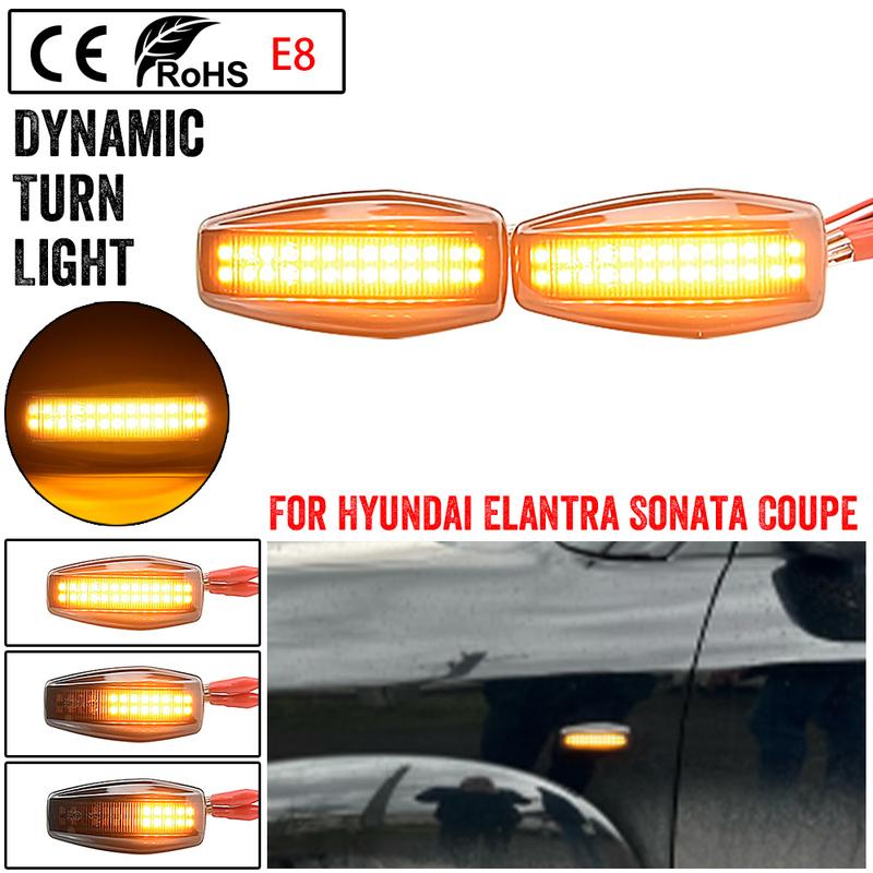 For Hyundai Elantra Sonata Coupe KIA Sportage Rio Sedona LED Dynamic Car Blinker Side Marker Turn Signal Light Lamp Accessories
