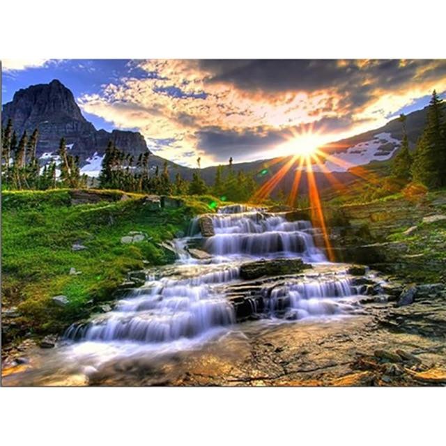 5D bricolaj broderie cu diamant peisaj natural pădure pictură cu diamant peisaj lac artizanat complet rotund burghiu pătrat cadou decor