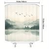 Misty Mountain Sunrise Shower Curtain - Serene Nature Scene with Birds, Machine Washable,12 Hooks, 70.8x70.8In,Modern Bath Decor