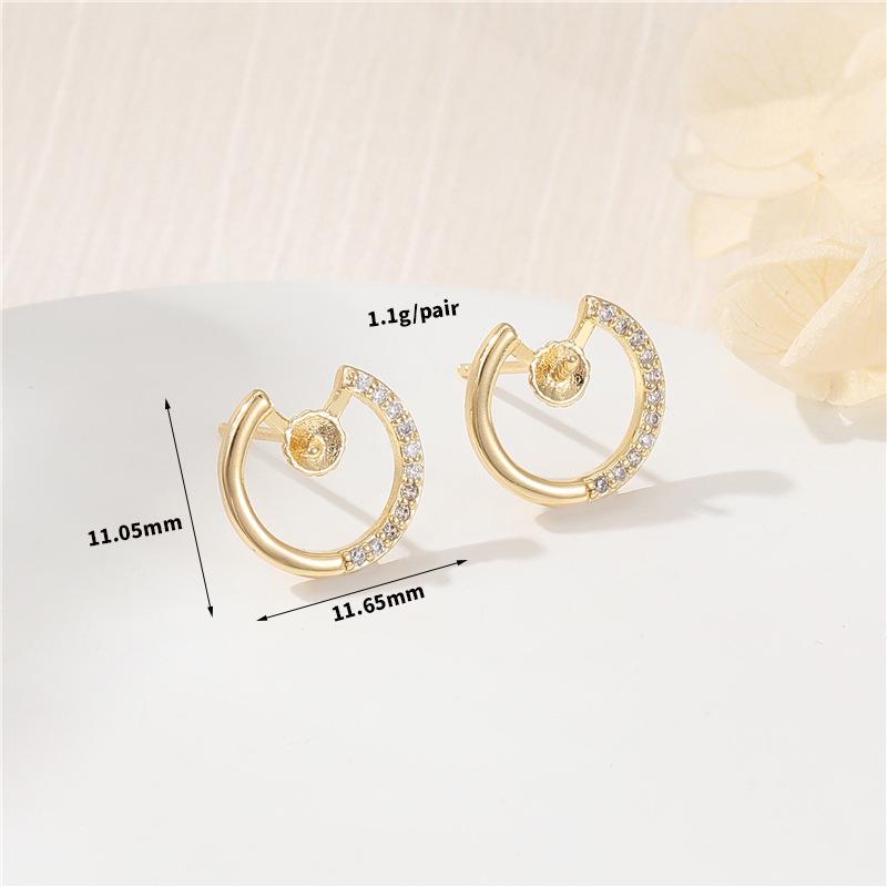 

Korean Style Zircon & Pearl 925 Silver Needle Earrings with DIY Setting