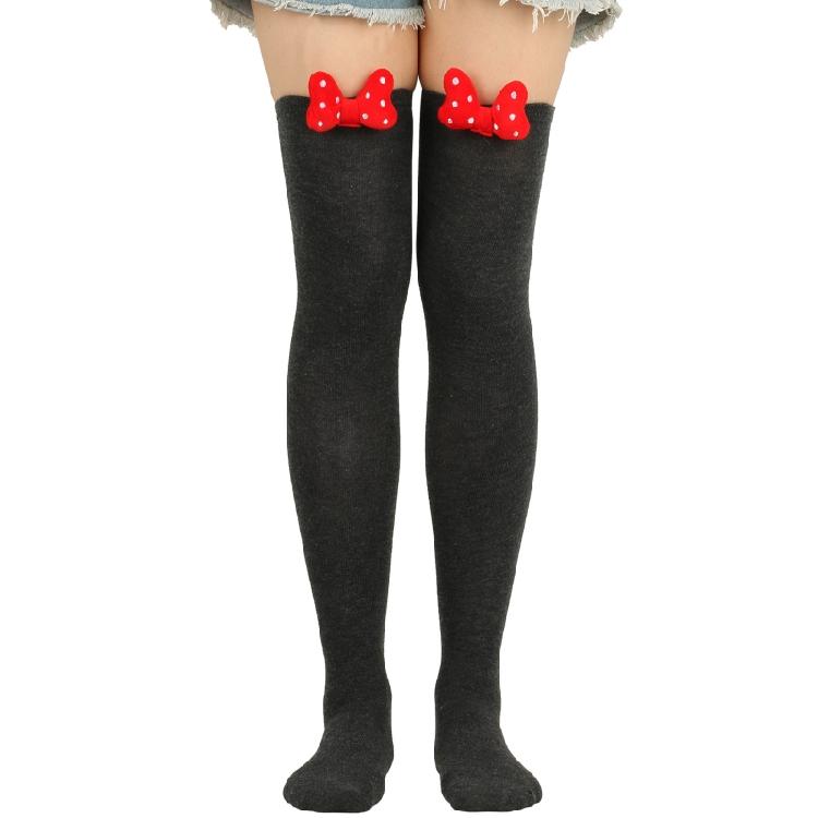 Holiday Lovely 3D Bowknot Striped Over Knee Thigh High Socks for Woman Clothing