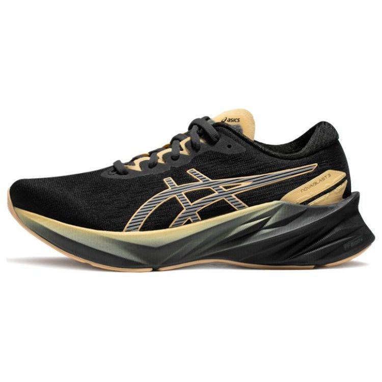 Asics Novablast 3 Lite-Show Comfortable Fabric Synthetic Leather Durable Breathable Low-Top Casual Running Shoes Women Sneaker Black Gray 1012B542-001