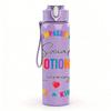 1PC Special Emotional Learning Quote Print 750ml Color Plastic Sports Water Bottle Leakproof Flip Straw Lid Suitable for Sports Office Home Use