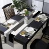Emvency Black Grey Table Runner and Placemats Set of 6, Modern Geometric Abstract Painting Art Dining Table Decor for Daily Use(1 Table Runner 72
