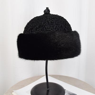 Whole Leather Mink Hair Hat Men's Winter Medium and Old Fur Hat Mink Warm Bellerian Hat