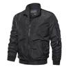 Chaquetas Bomber Militares para Hombre Casual Sólido Cremallera Chaqueta de Piloto Cuello Mao Abrigo