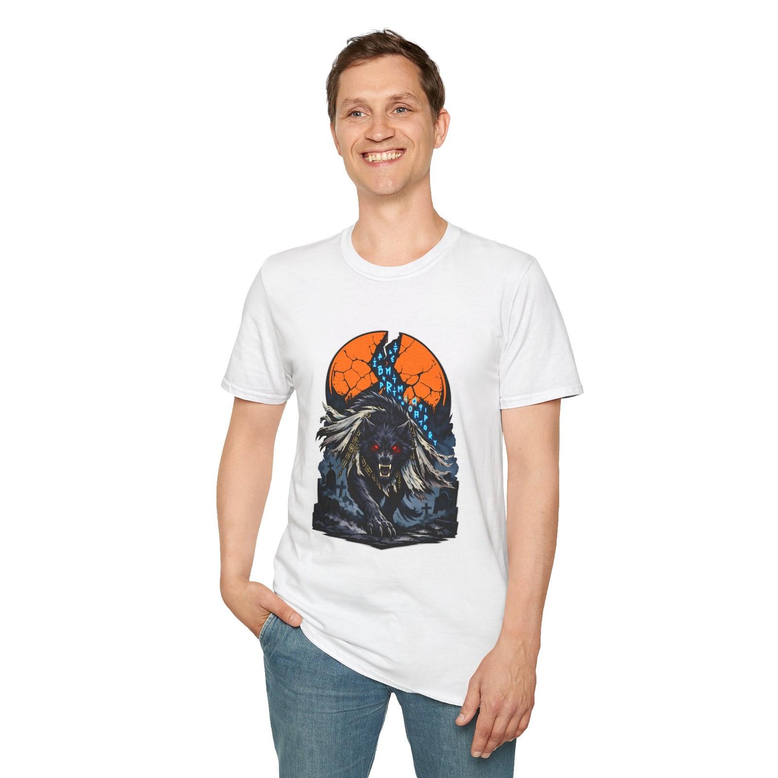 Темное Фэнтези Волк Готический Монстр Кладбище Руна Унисекс Мягкая Футболка S разноцветный