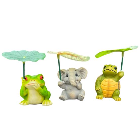 Zahradní ozdoba Kreslený slon Želva Žába Design Vodotěsná pryskyřice Zvířecí socha Zahrada Patio Balkon Dekor