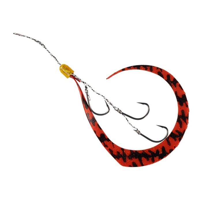 JACKALL Binbin Hook Musou Tie Hook Set - 3 Hooks, Shima Shima Red #8