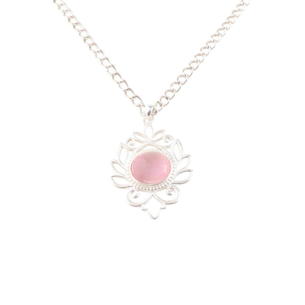 Rosa Katzenaugen Edelstein 925 Gestempeltes Silber Schmuck Handgefertigt Damen Kette Anhänger CP-1-43