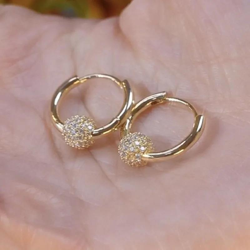 Elegant Luxury Full Drill Round Ball Earrings Versatile  Style Unique Niche Clip Earrings Fashionable High End Jewelry