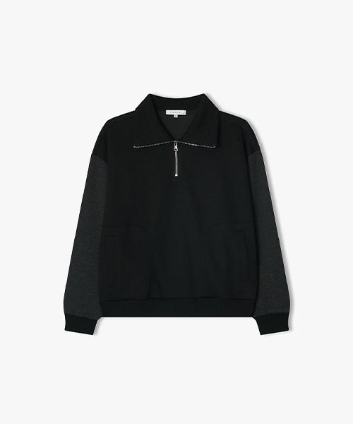 River Classy [24Fw] Lkw41451 Black Stadium Half-Zip T-Shirt 105