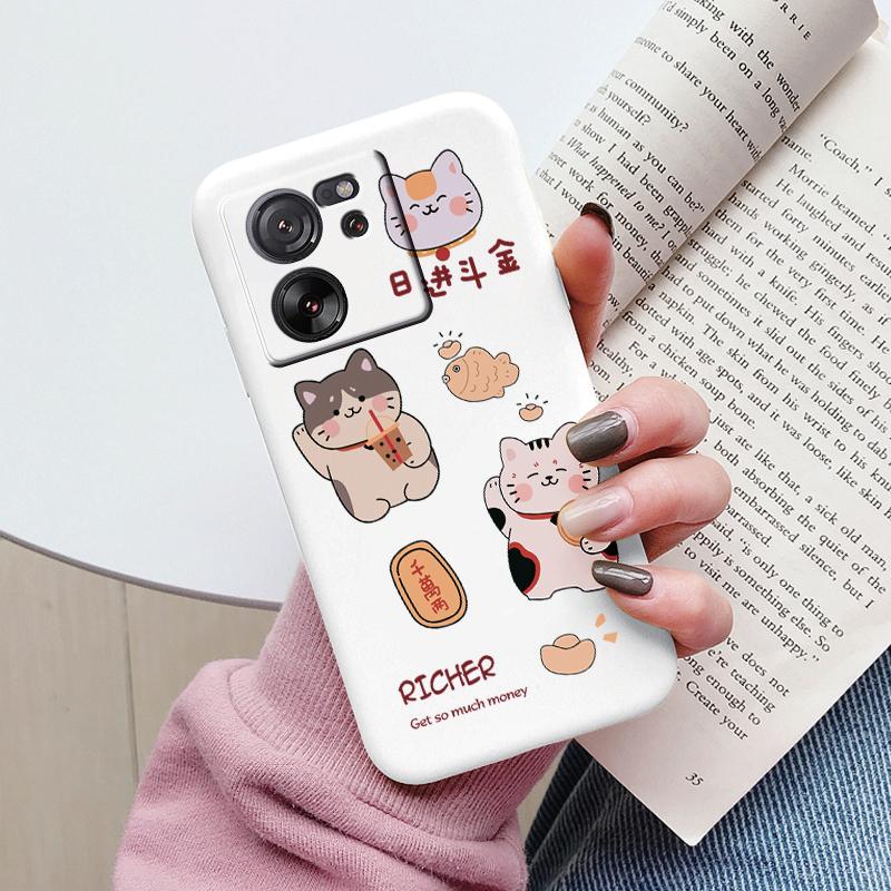 Cute Cat Case For Xiaomi 13T Pro Silicone Soft Back Cover Lovely Cartoon Painted Capa Shell For Xiaomi 13T Fundas 13tpro Coque