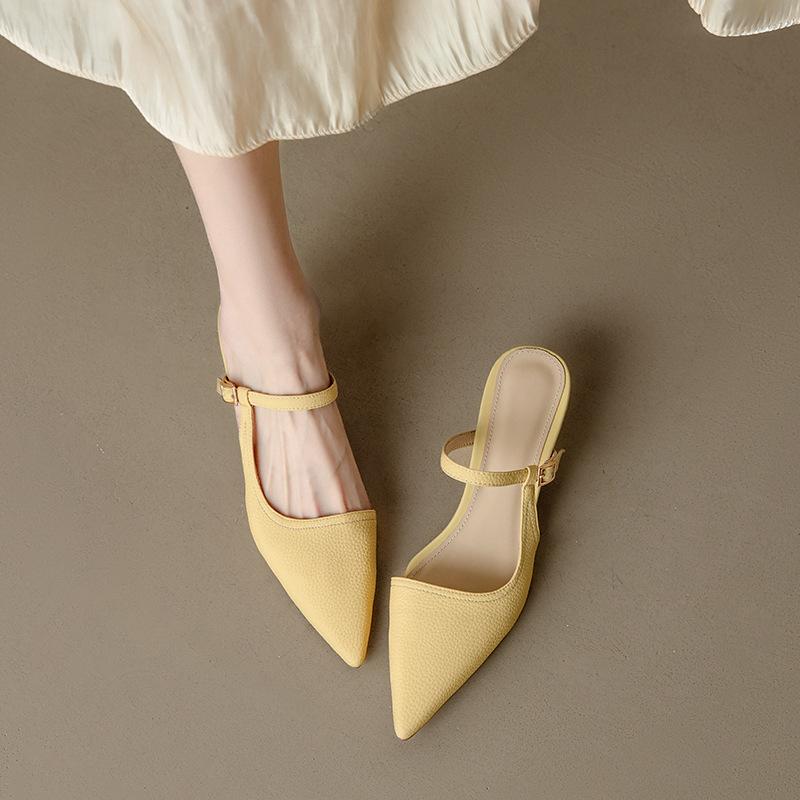 

Девушка-закат~! Темпераментный узор личи полузакрытый острый носок после головы пустой сумки крутые тапочки женщина 40