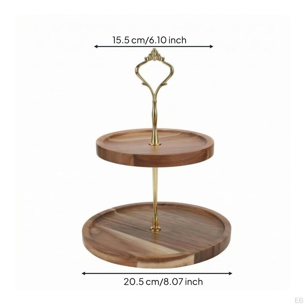 2Tier Dessert Stand Tiered with Wooden Trays Rustic Cake Display Rack for Hosts,