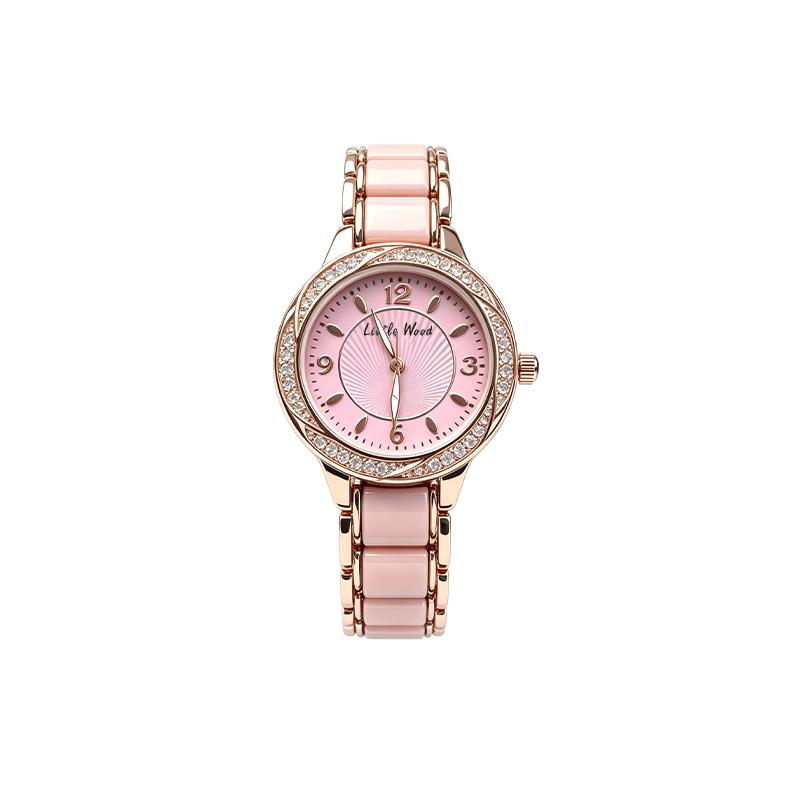 LITTLE WOOD New Arrival Elegant Women's Watch with Diamond Accents Ceramic Strap Waterproof Versatile Women's Quartz Watch