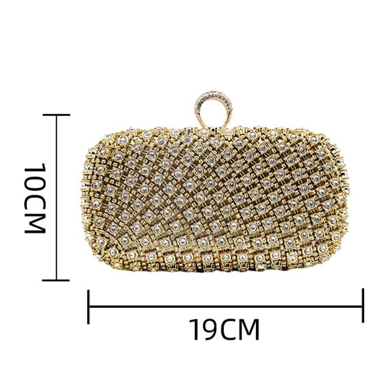 Sparkly Diamond Evening Bags for Women 2024 Finger Ring Clutch Bag Chain Shoulder Handbags Luxury Wedding Party Purse Sac A Main