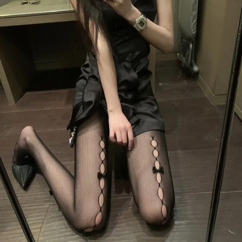 Women Sexy Fishnet Bowknot Hole Design Tights Ladies Slim Legs Mesh Long Body Stockings Party Hottie Hosiery Girlfriend Gifts
