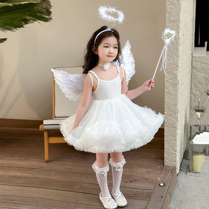 

Летнее платье для девочек, детское платье с пышными рукавами «Магический ангел», на день рождения, для банкета, цветочное детское платье, платье принцессы ко Дню защиты детей, платье для выступления 150