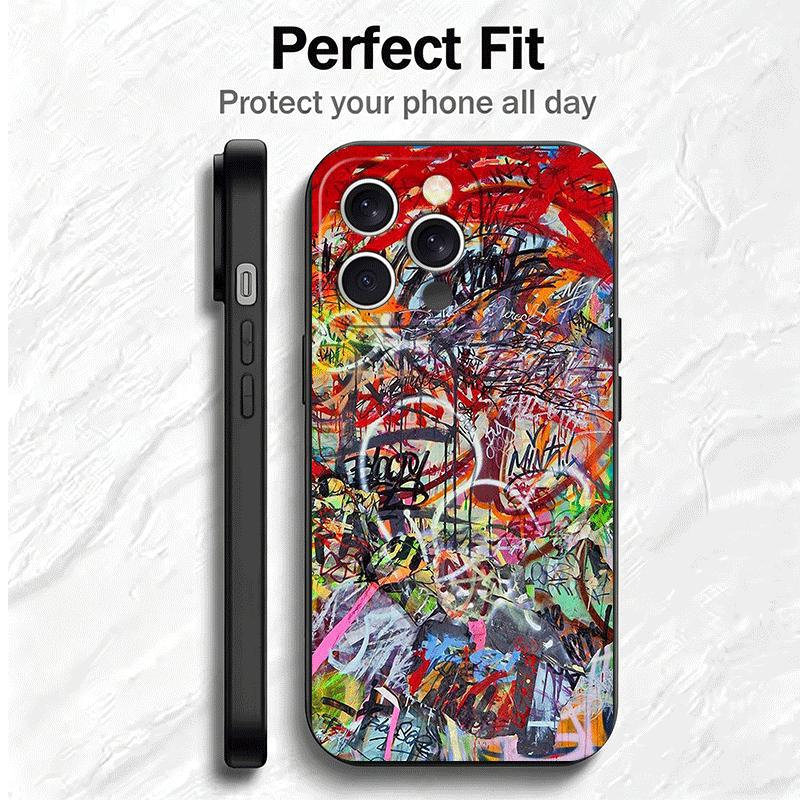 Graffiti Fashion Art Soft Phone Case for iPhone 16 16E 17 Air 15 Pro Max 14 Plus 13 Mini 11 12 7 Black Cover Back Shell