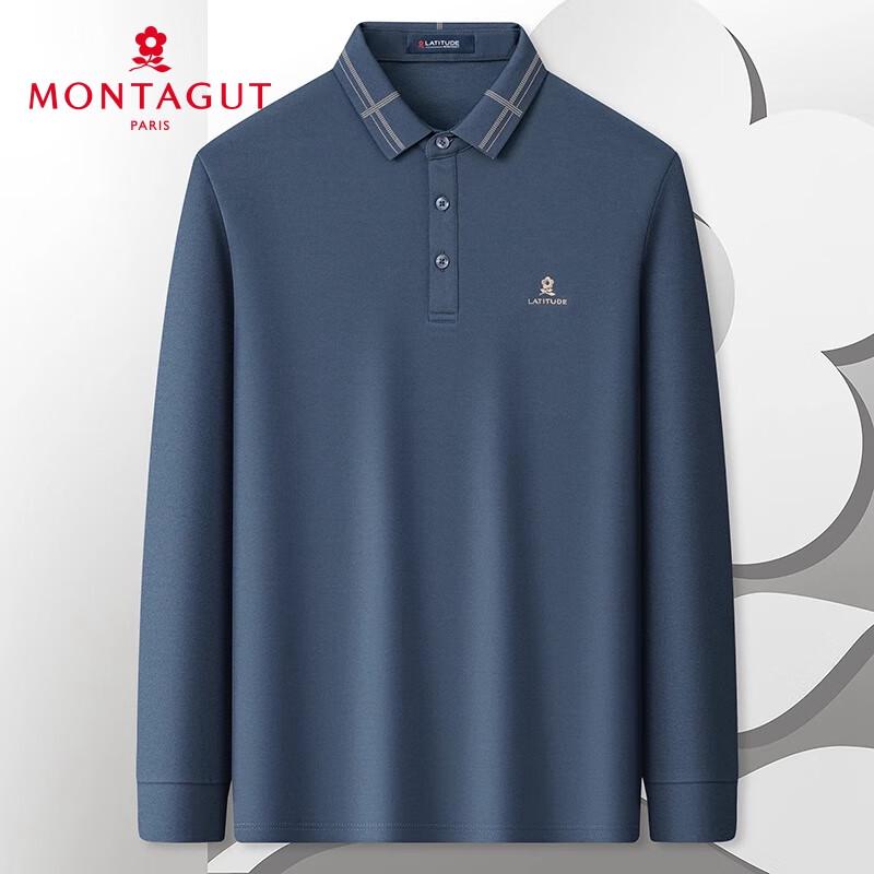 MONTAGUT Men s Silk Blend Long Sleeve Polo T-Shirt 48