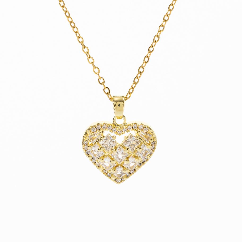 Small Heart Zircon Pendant Necklace For Women Minimalist Fashion Collarbone Chain Dainty Love Design