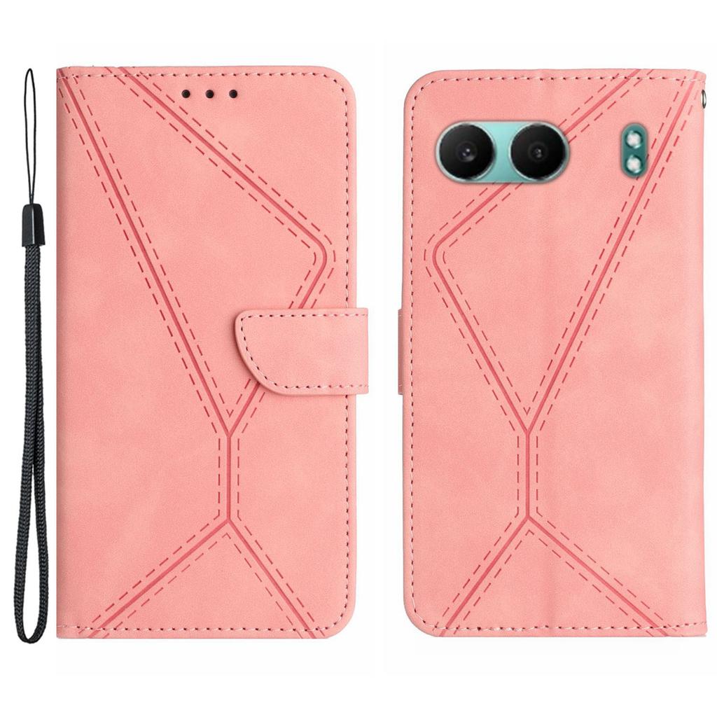 HT05 For OnePlus Nord 4 Case Skin-Touch Lines PU Leather Flip Phone Cover