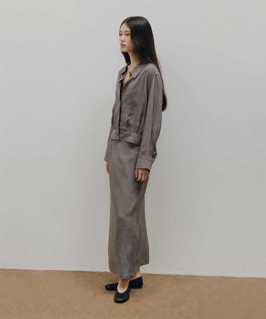 Beullaengkeulumumeon Wrinkle H Skirt_Mauve