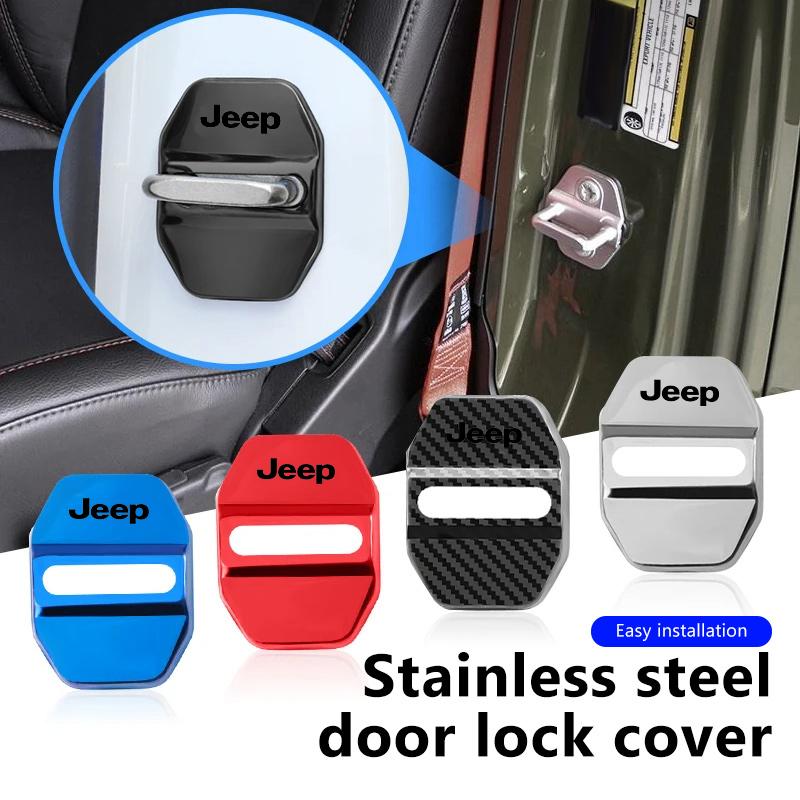 4pcs Car Styling Door Lock Protection Cover Stainless Steel Accessories For Jeep Cherokee Patriot Liberty Wrangler JK JL