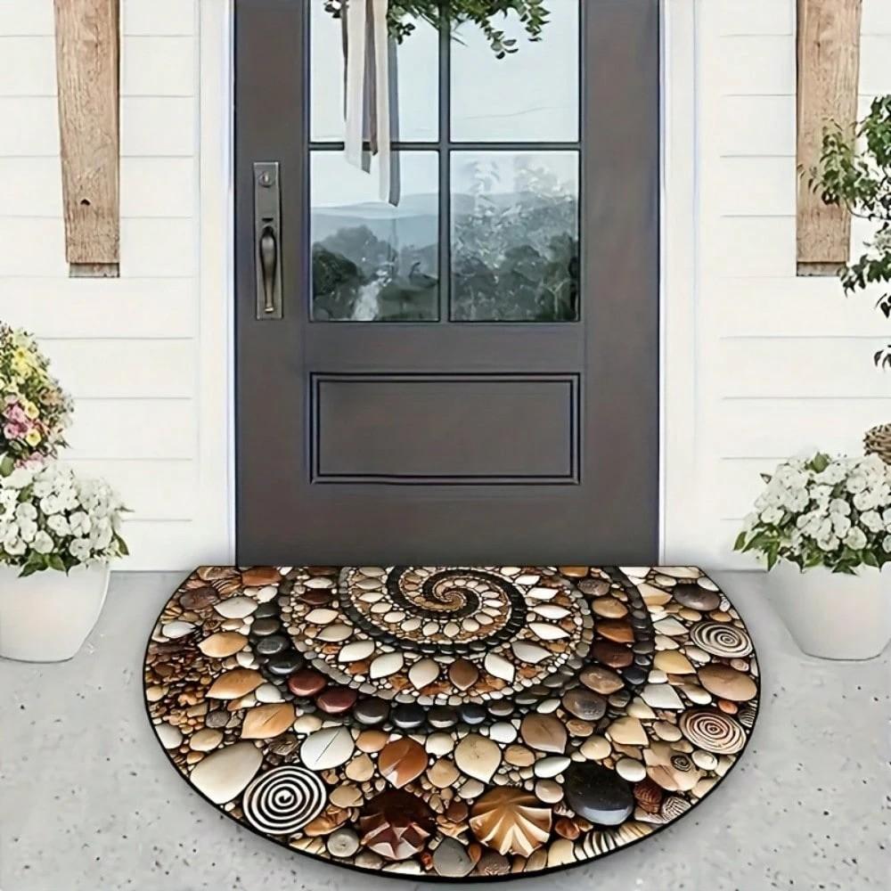 Pebble Semi-Circular Carpet, Soft And Noise-Reducing Entrance Foyer Door Mat, Bedroom Entrance Floor Mat, Home Decoration