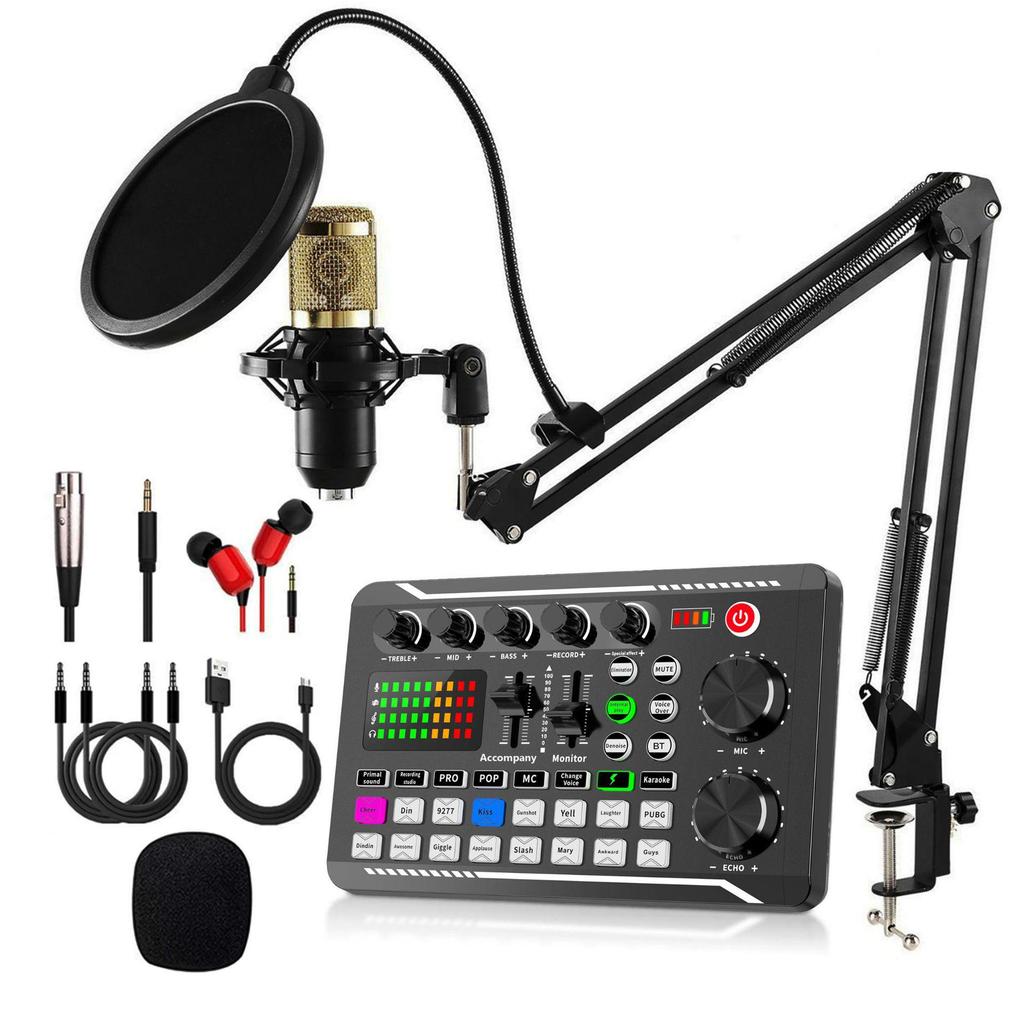 BM800 Microphone Kit with Sound Card & Headphones for Live Streaming and Podcasts