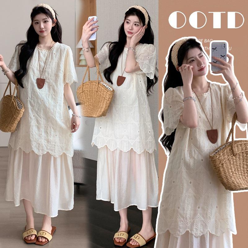 Spring/Summer 2026 Korean Plus Size Patchwork Maternity Dress M